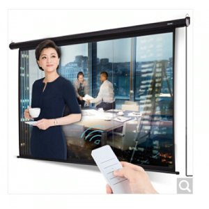 得力(deli)120英寸 16:10電動(dòng)調(diào)節(jié)投影幕布投影布 家用投影儀幕布50498