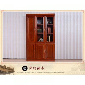 多孚辦公家具辦公柜木質實木皮文件柜油漆書柜玻璃門斗柜柜子