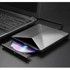 移動光驅 usb3.0高速讀寫 CD/DVD刻錄機 支持臺式機/一體機/筆記本/蘋果電腦全面 兼容 銀黑色外置星人光驅