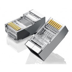 六類RJ45水晶頭 6類千兆工程級網(wǎng)絡(luò)連接器 Cat6帶屏蔽電腦8p8c網(wǎng)線接頭鍍金 100個 50248