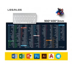 900*400*3mm快捷鍵大全大號鼠標墊 鎖邊加厚辦公電腦鍵盤桌墊